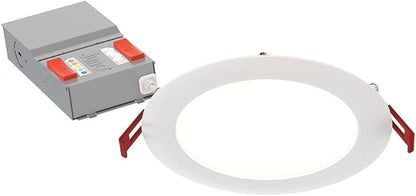 Juno LED Recessed Lights 6 Inch Round Baffle Wafer Downlight, 5-in-1 Switchable White Color Temperature, Adjustable Brightness, 120 Volts, 6-Inch Flat Trim, 1 Pack, Matte White