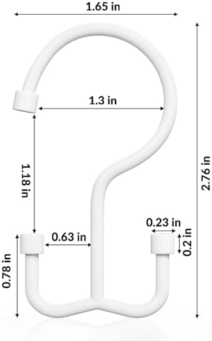 Goowin Shower Curtain Hooks, Shower Curtain Rings, Durable Shower Curtain Hangers Rust Proof, Double Glide Shower Rings for Curtain, Simple Shower Hooks for Shower Curtain, White, 12 Pack-Cylinders