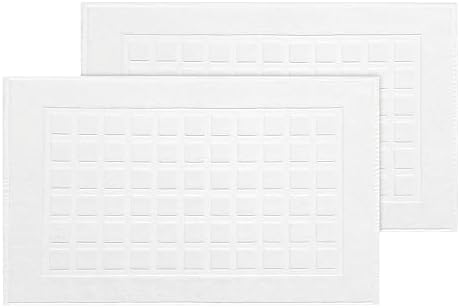 COTTON CRAFT Bath Tub Mats- 2 Pack Sculpted Tile Bathroom Mat - White