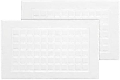 COTTON CRAFT Bath Tub Mats- 2 Pack Sculpted Tile Bathroom Mat - White