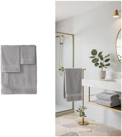 COZYART Luxury Bath Towels 2 PCS, Light Grey 100% Turkish Cotton 650 GSM