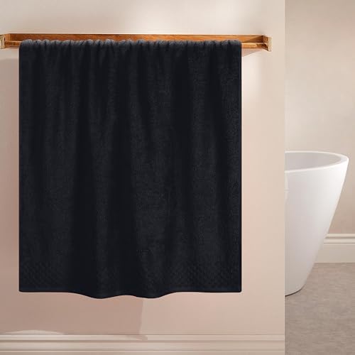 MyOwn Ultra Soft 2 Pack Oversized Bath Towel Set 28x55 inches, Cotton Large Bath Towels, Highly Absorbant Compact Quickdry & Lightweight Towel, Ideal for Gym Travel Camp Pool - Black