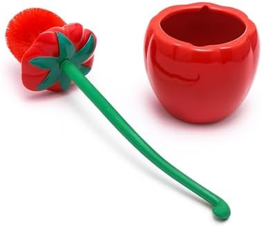 Deep & Sturdy Toilet Bowl Brush with Holder - Tomato Bowl Brush - Durable Scrubbing - Toilet Cleaners - Household Essentials - Bathroom Cleaner - Cleaning Supplies - Household Supplies