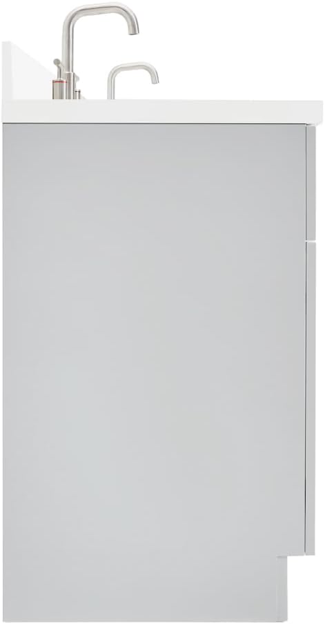 ARIEL Hamlet 72-inch Bathroom Vanity with Sink,Solid Wood, 1.5-inch Pure White Quartz Countertop & Backsplash, Double Rectangular Porcelain Sink, 4 Soft Closing Doors, 3 Dovetail Drawers, Grey