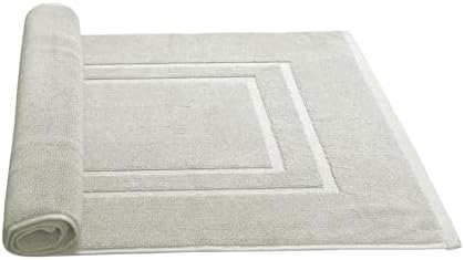 Feather & Stitch 2 Piece Towel Like Bath Mats (30x21 Inch) 100% Cotton Terry Bath Mats, Bathroom Shower Floor Mats [NOT A Bathroom Rug], Soft Absorbent Washable Mats - Silver Birch