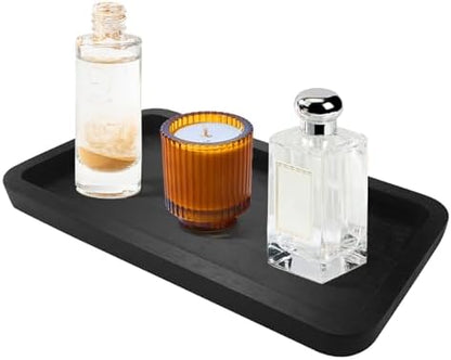 Bamboo Vanity Bathroom Tray for Counter, Bamboo Tray for Bathroom, Toilet Tank, Perfume 11.8L x 5.9W x 0.8H inch (Black)
