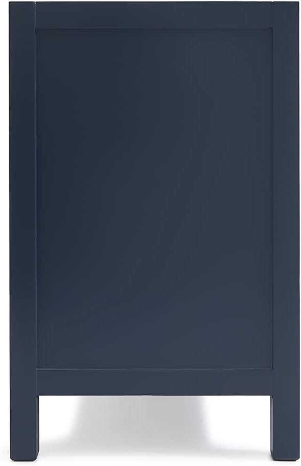 ARIEL Cambridge 42-inch Bathroom Vanity Base Cabinet,Solid Wood, 2 Soft Closing Doors, 5 Dovetail Drawers, Midnight Blue