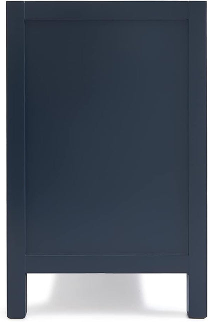 ARIEL Cambridge 42-inch Bathroom Vanity Base Cabinet,Solid Wood, 2 Soft Closing Doors, 5 Dovetail Drawers, Midnight Blue