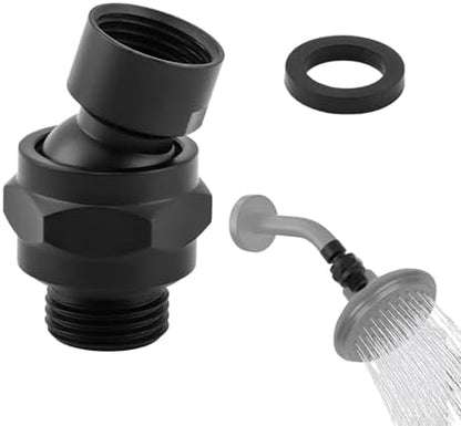 Shower Head Swivel Adapter, Adjustable Pivot Ball To Adjust Showerhead Angle, Universal All Metal Shower Arm Extension Connector, Showering Components(COLOR:Matte Black)
