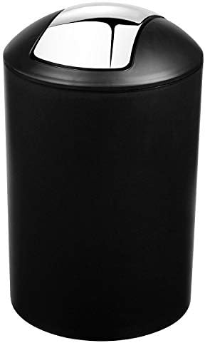 Bathroom Accessories Set 6 Piece - Trash Can, Toothbrush Holder, Toothbrush Cup, Soap Dispenser, Soap Dish, Toilet Brush Holder - Modern Bathroom Decor Set (Black)