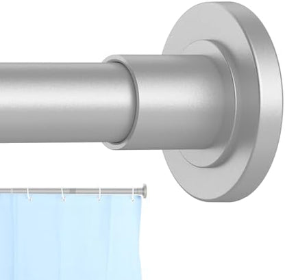 CorkLatta Silver Shower Curtain Rod 31 to 80 Inch,1 Inch Diameter Adjustable Spring Tension Stainless Steel Telescoping Rod,Easy Install,No Rust