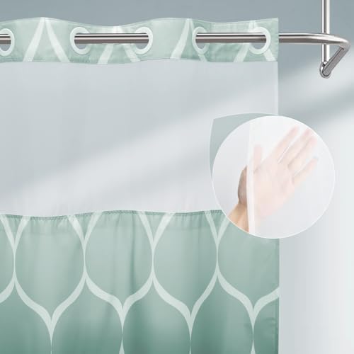 Yiatn Ombre Teal Shower Curtain with Snap-in Liner, 71 x 74 Inch