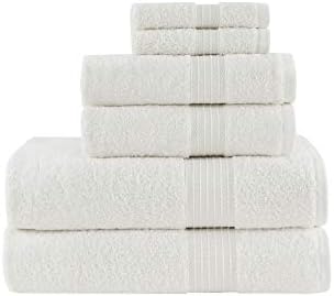 Madison Park Organic Cotton Bath Towel Set Absorbent, 6 Piece, White