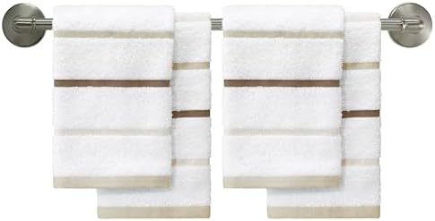 IZOD – Washcloths, Plush Ringspun Cotton Blend Towels with Absorbent Terry & Durable Hem, Striped Bathroom Towels, Set of 4 (Sandbar Linen)