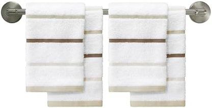IZOD – Washcloths, Plush Ringspun Cotton Blend Towels with Absorbent Terry & Durable Hem, Striped Bathroom Towels, Set of 4 (Sandbar Linen)