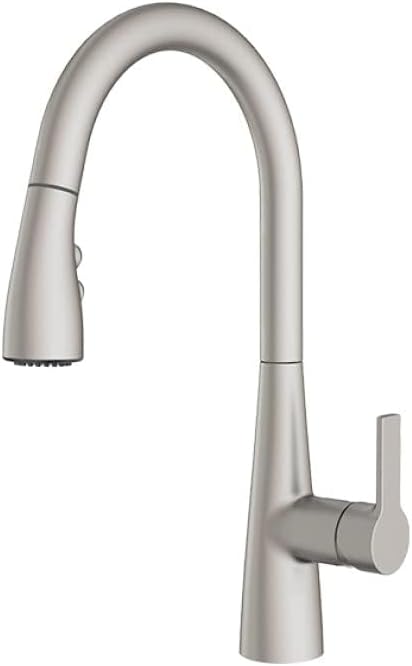 Amazon Basics Pull-Down Sprayer Kitchen Faucet with Fast Mount, 2 Spray Mode, Spot-Free Stainless Finish, Easy Installation, 1-Pack