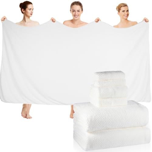 Peryiter 6 Pcs Bath Towel Set, Oversized Bath Sheet for Adults, White