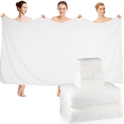Peryiter 6 Pcs Bath Towel Set, Oversized Bath Sheet for Adults, White