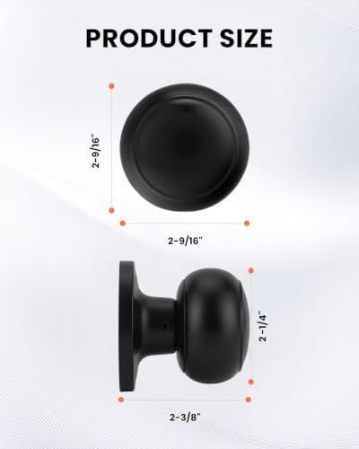 Haidms 2 Pack Black Dummy Door Knobs, Half Matte Black No-Turning Dummy Closet Doors Single-Sided Door Locks (4 Pieces/2 Pairs)