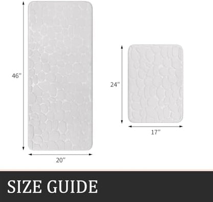 YIHOUSE Bathroom Rugs Mat Set, Memory Foam Bath Mat 2 Piece White