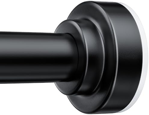 TEECK Shower Curtain Rod, 32-68 inch Adjustable Spring Tension Curtain Rod, Never Rust Anti-Slip Shower Curtain Rod for Bathroom, No Drilling, Never Collapse, Easy to Use, Black