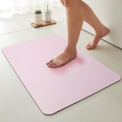 TYUU Thin Bath Mat, Bathroom Rugs Non Slip Washable, 24x48 Pink