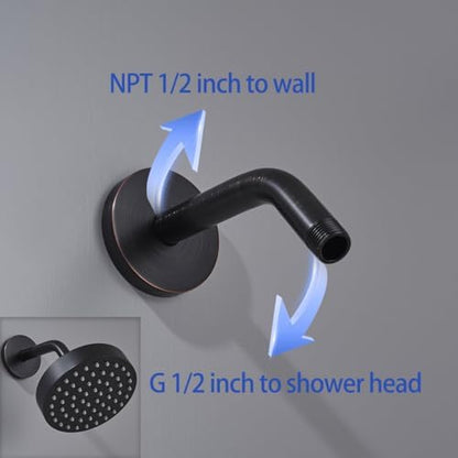 Wall Mounted Shower Arm Extension Head Holder Stainless Stee for Elbow Bathroom Accessories Pipe Bath Tube Oil Rubbed Bronze,SW-RD91018-6-ORB.