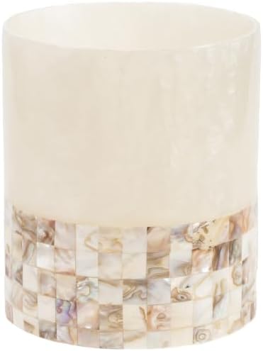 Creative Scents Milano Small Bathroom Trash Can 1.58 Gal / 6L - Decorative Bathroom Wastebasket with Beautiful Mother of Pearl Shells; Modern Round Waste Basket for Room, Bedroom or Living Room