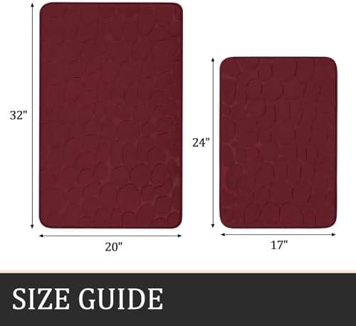 YIHOUSE Bathroom Rugs Mat Set, Memory Foam Bath Mat 2 Piece Red