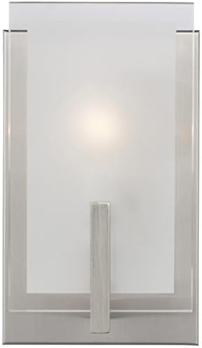 Generation Lighting 1-Light Syll Bath Fixture Wall Lamp (Brushed Nickel) 4130801-962 | Bathroom Light Fixture for Home Decor | Vanity Light Fixture Uses Candelabra E12 Standard or LED Light Bulbs