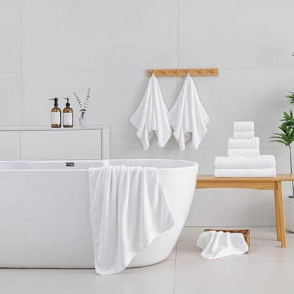 Hailea 2 Piece White Hand Towels Set 16x31 Inches,Soft Microfibers Bathroom Towel Set 2 Pack,Highly Absorbent Quick Dry Luxury Towel Hotel Spa Gym Hand Towel Collection for Bathroom