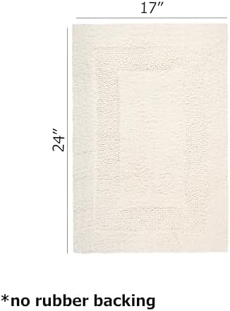 COTTON CRAFT 2 Pack Reversible Bath Mat Rug - Soft Luxurious -17x24- Ivory