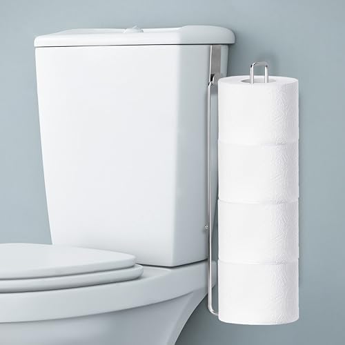 Toilet Paper Holder for 4 Rolls Tissue, Over The Tank Toilet Paper Holder, Stainless Steel Rustproof Toilet Paper Storage Wall Mount, fo Bathroom Storage and Organization, Silver, 1 PC
