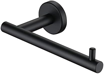 JQK Black Toilet Paper Holder, 5 Inch 304 Stainless Steel Thick 0.8mm Tissue Paper Dispenser, Matte Black Wall Mount, TPH100-PB