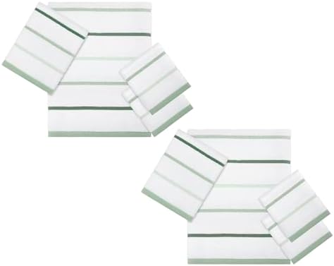 IZOD – Washcloths, Plush Ringspun Cotton Blend Towels with Absorbent Terry & Durable Hem, Striped Bathroom Towels, Set of 4 (Sandbar Green)