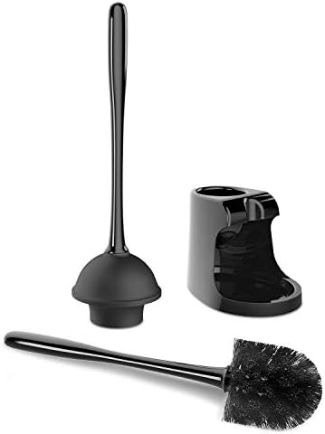 MR.SIGA Toilet Plunger and Bowl Brush Combo for Bathroom Cleaning, Black
