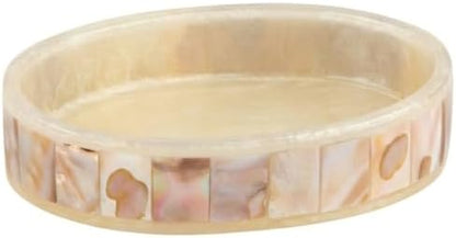 Milano Soap Dish for Bathroom - Decorative Dry Bar Holder Finished in Beautiful Mother of Pearl - Durable Resin Design - Best Dishes for Sink/Bath/Shower/Bathtub Decor