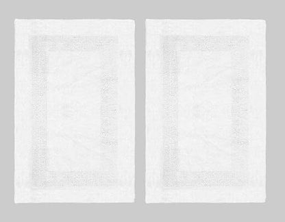 COTTON CRAFT 2 Pack Reversible Bath Mat - Soft Plush Bath Rug -20x30- White