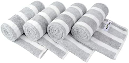 KinHwa Gray Hand Towels for Bathroom, Microfiber, 16x30 Inch, 4 Pack