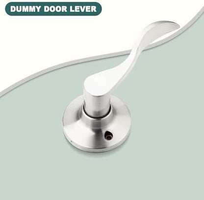 GOBEKOR Single Dummy Door Lever Right-Handed Dummy Door Handle Nickel for Closet French Doors, Non-Turning Door Handle Pull, 1 Pack
