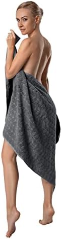 BAGNO MILANO Turkish Cotton Bath Towels, Hand Towels - Soft Plush Jacquard Collection - Highly Absorbent Towel Set (Grey, Bath Sheet 35x70)
