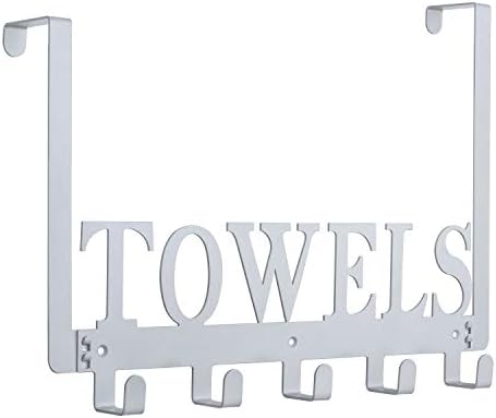 Kuhome Over The Door Hooks, Towel Hooks for Bathroom, Towel Rack Towel Holder for Bathroom Bedroom Kitchen Pool Beach Towels Bathrobe Wall Mount Hang on The Door Cabinet Cupboard (Silver Grey)