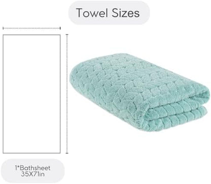BAGNO MILANO Turkish Cotton Bath Towels, Hand Towels - Soft Plush Jacquard Collection Luxury Towels Set (Aqua Green, Bath Sheet 35x70)