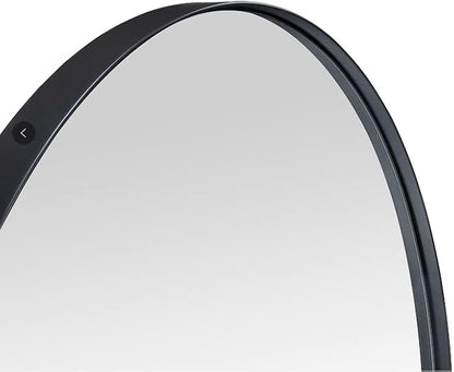 Matte Black Oval Recessed Bathroom Medicine Cabinet with Mirror Stainless Steel Metal Framed Oblong Pill Shaped Bathroom Cabinet with Mirror 16x33''