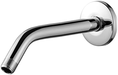OFFO Shower Arm with Flange, 10 in Wall Mount Replacement Angle Shower Head Arm Wall-Mounted For Fixed Shower Head & Handheld Showerhead, Chrome