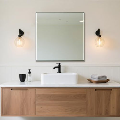 Bathroom Mirror for Over Sink 30x30 Inch Frameless Wall Mirror Beveled Edge