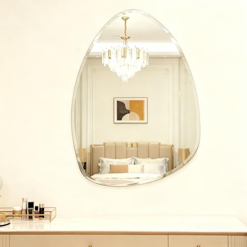 Teardrop Frameless Wall Mirror, 20x28 Inch,Beveled Edge Bathroom Mirror