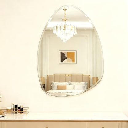 Teardrop Frameless Wall Mirror, 20x28 Inch,Beveled Edge Bathroom Mirror