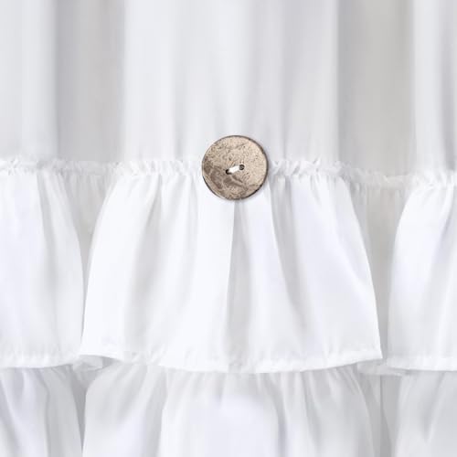 Ruffle Farmhouse Shower Curtain, White Vintage Shower Curtains for Bathroom Fabric Cute Rustic Cloth, 72" W X 84" L Inch