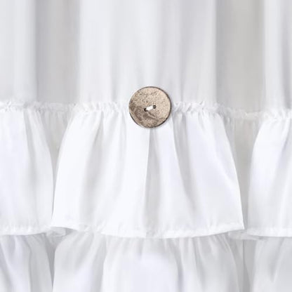 Ruffle Farmhouse Shower Curtain, White Vintage Shower Curtains for Bathroom Fabric Cute Rustic Cloth, 72" W X 78" L Inch